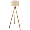 Natural Rattan & Wood Tripod Floor Lamp Light