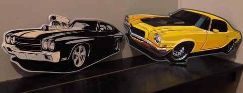 Black Embossed Chevelle Hot Wheels Wall Art Sign