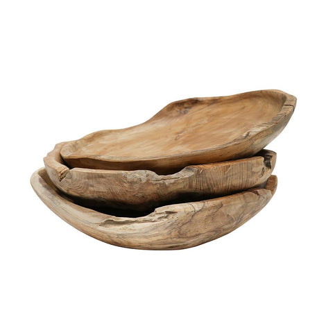 Crusoe Salvaged Teak Natural Decorative Wood Assymetrical Bowl