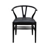 Wishbone Dining Chair Black Leather & Black Wood
