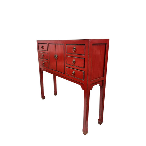 Vintage Chic Oriental Red Bedside Console Sideboard Table