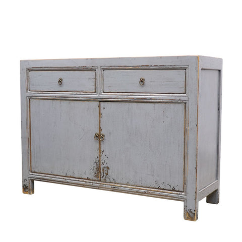 Shabby Chic Blue/Grey Oriental 2 Door Sideboard Table