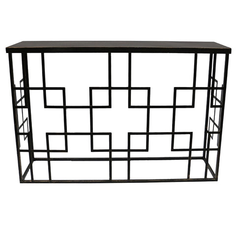 Railey Burnt Gold Iron Abstract Geometric Console Table