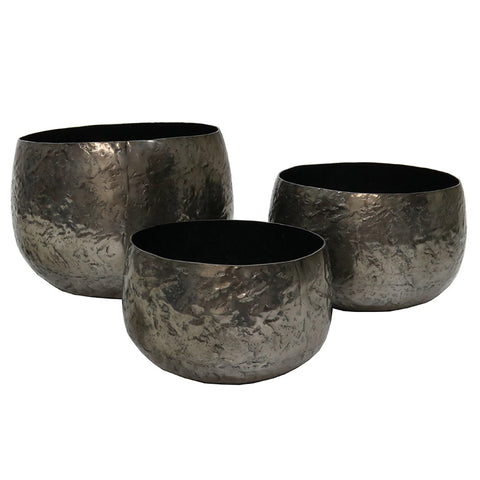 Crumpled Pot Flower Pot Planter Set - Aluminium Indoor Ornaments