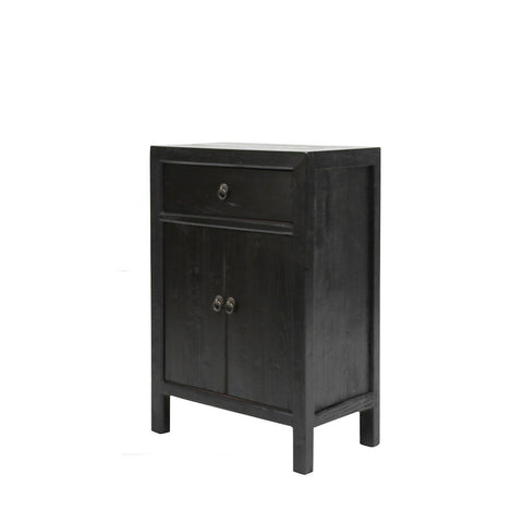 Black Parq Reclaimed Elm Side Table Cabinet / Lamp Table - Handcrafted Farmhouse Chic