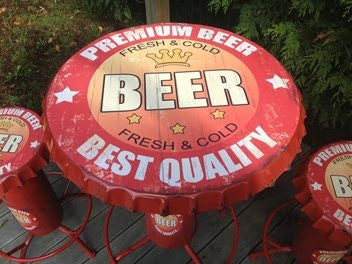 Industrial Beer Bottle Bar Set Table & Stools - Man Cave Heaven!