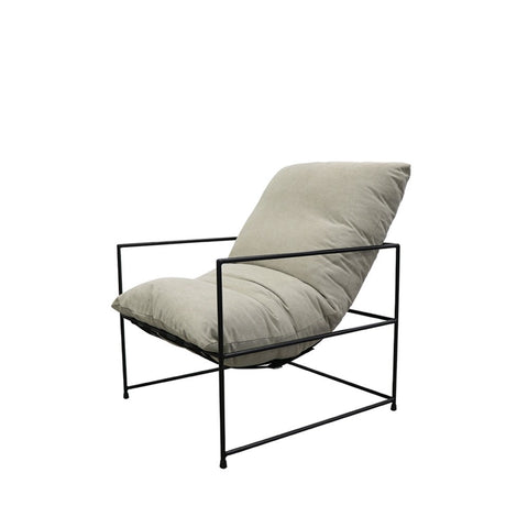 Lauro Slingback Club Chair Desert Linen & Iron Modern Chic Lounge Chair Armchair