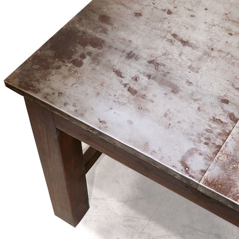 Liverpool Rustic Zinc Top & Teak Wood Dining Table 2.4m