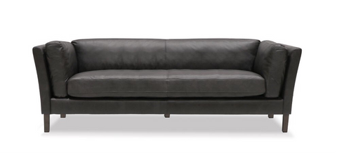 Modena Aged Onyx Leather Sofa / Lounge Three Seater