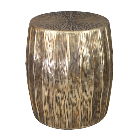 Textured Aluminium Wave Stool / Side Table Modern Chic - Gold Washed
