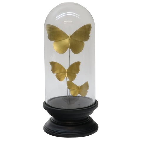 Butterfly Triple Cloche Gold & Black Interior Design Ornament