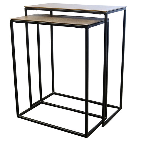 Mento Antique Brass Aluminium Geometric Side Table Nesting Table Set