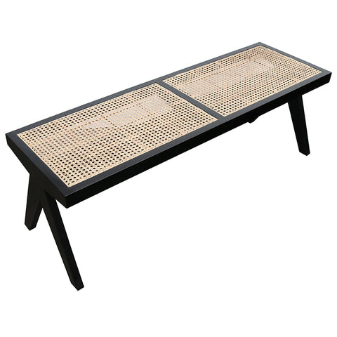 Unique Black Teak & Rattan Mara Bench Seat