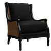 Traditional Bold Black Carlos Carved Wood & Rattan Lounge Armchair
