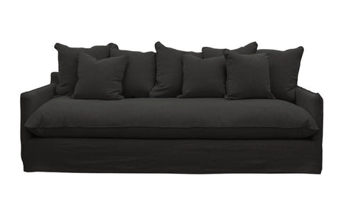 Lotus Luxurious Modern Slipcover 3 Seater Sofa / Lounge Black Colour