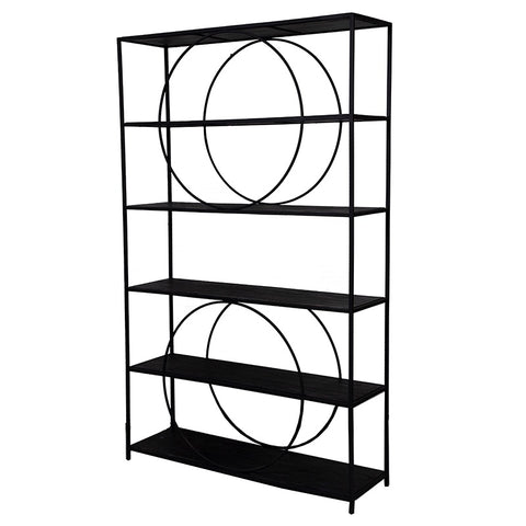 Circle Arty Geometric Black Wood Sideboard / Bookcase / Shelving Unit