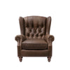 Sanford Wingback Antique Style Armchair / Occasional Chair Nutmeg Italian Leather