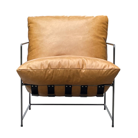 Copenhagen Lounge Chair / Armchair  - Cognac Leather With Black Strap Frame.