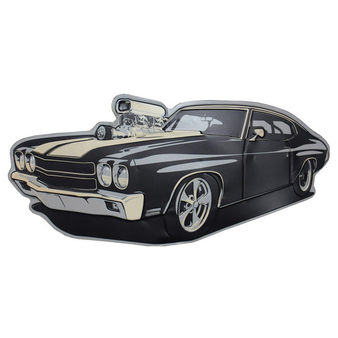 Black Embossed Chevelle Hot Wheels Wall Art Sign