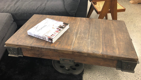 Railway Vintage Baggage Trolley Recycled Coffee Table - Rustic Industrial Statement Piece