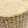 Bamileke Natural Mango Wood Side Table With Carved Lattice Detailing