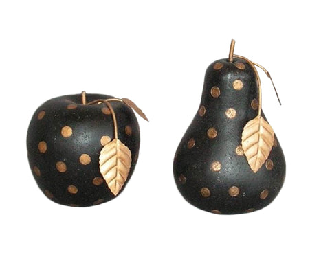 Lovely Apple & Pear Shabby Chic Shelf Ornaments - Dottie Pattern