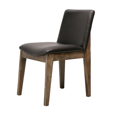 Clifton Architectural Oak Dining Chair - Black Italian Leather