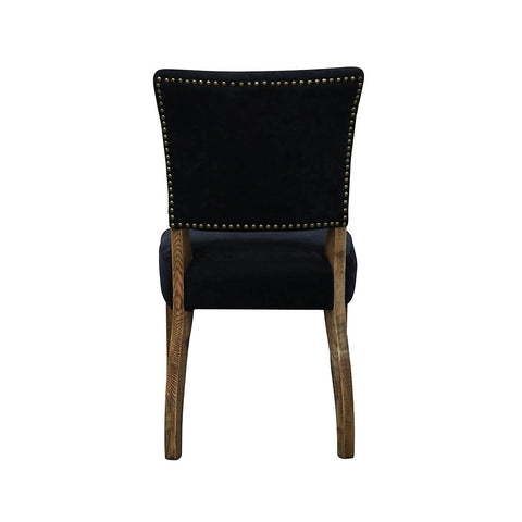 Oak & Black Linen Sheen Modern Vintage Stud Detail Dining Chair