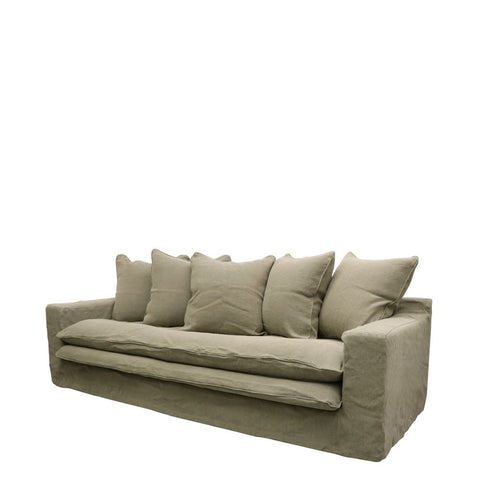 Khaki Coloured Keely Slipcover Sofa / Lounge 3 Seater