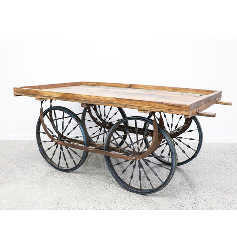 Antique Original Wooden Cart Console Table / Plant Display / Wedding Display / Kitchen Island