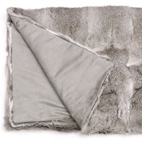 Ultimate Luxury Arctic Rabbit Full Skin Grey Fur Throw - Lounge / Bed Throw