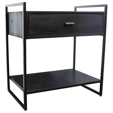 Gibbston Black Double Tier Side Table / Bedside Table