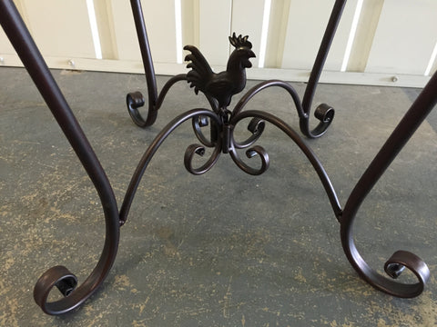 French Country Villa Side Table Iron Rooster Style