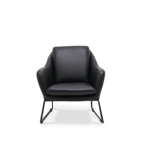 Italian Leather Modern Workshop Chic Lounge Chair Armchair - Aged Black