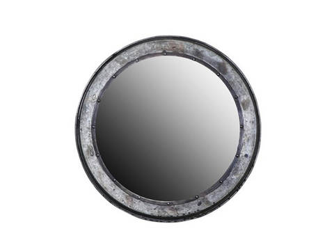 Torlouse Rustic Round Recycled Iron Industrial Wall Mirror - 54cm