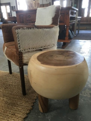 Natural Donut Shaped Solid Wood Side Table