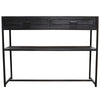 Cromwell Rustic Black Wood & Iron Console Table With Drawers & Shelf