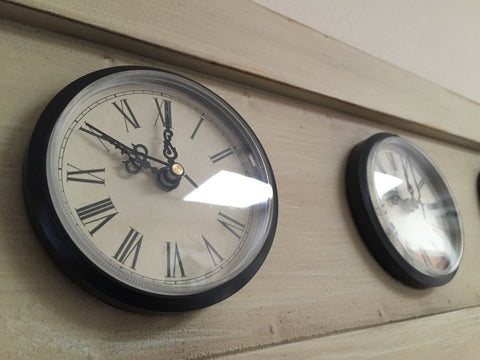 Country Villa Rustic Memo Chalk Board + Clocks