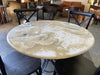 Café Bistro Style Onyx Marble Dining Table With Iron Base - Natural Rustic
