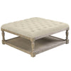 Koko French Country Chic Ottoman Bench Seat With Oak Legs & Bottom Shelf