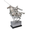 Large Silver Hunan Caricature Horse Figurine On Stand Interior Décor Ornament