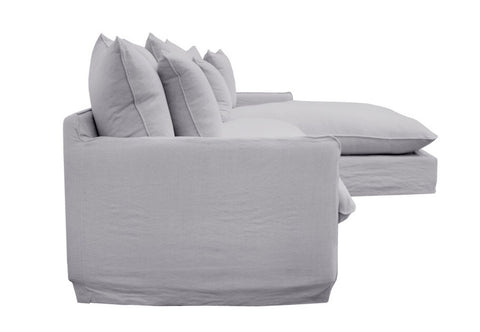 Lotus Luxurious Modern Slipcover 2.5 Seater Modular Sofa / Lounge RH Chaise Cement Grey Colour