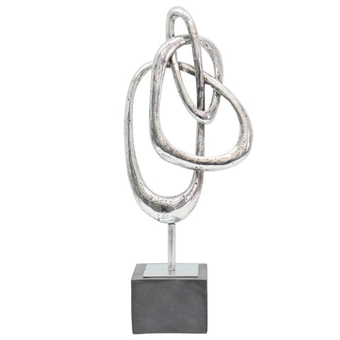 Silver Interior Design Knot Decorative Showpiece Ornament On Plinth