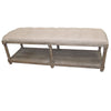 Charlotte French Country Chic Double Stool Bench Seat With Oak Legs & Bottom Shelf