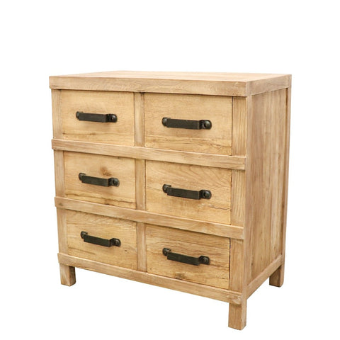 Recycled Elm 6 Drawer Chest - Handcrafted Farmhouse Chic