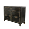 Shabby Chic Black Oriental 6 Drawer Dresser / Commode