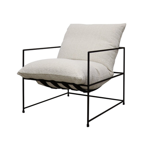 Lauro Slingback Club Chair Cream Bouclé & Iron Modern Chic Lounge Chair Armchair