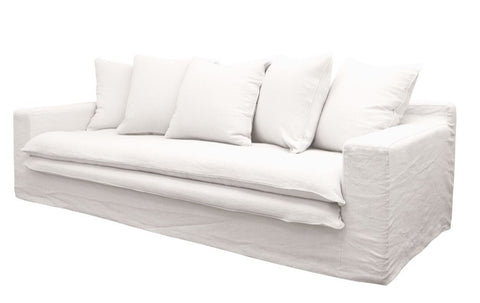 White Keely Slipcover Sofa / Lounge 3 Seater