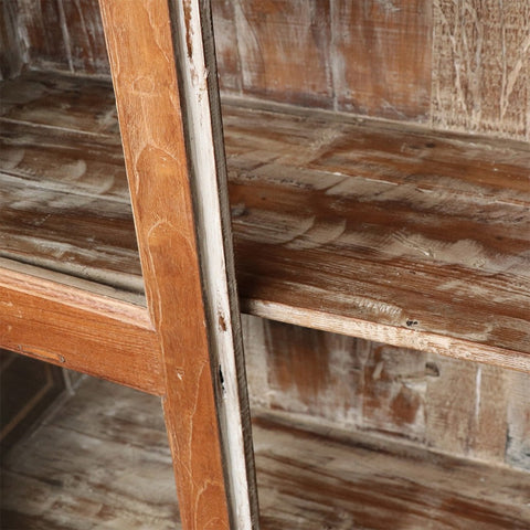 Rustic Original Wood & Glass 2 Door Display Cabinet Cupboard