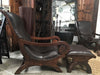 Full Grain Leather Spanish Easy Chair With Footstool - Superior Luxury